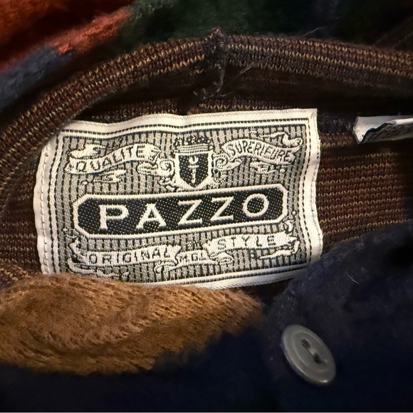 PAZZO Vintage 90s Pullover Fleece Geometric Drawstring Waist Size Medium - Picture 3 of 6